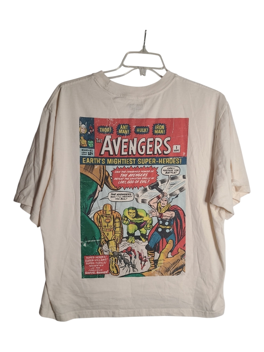 Marvel Avengers Issue 1 Comic Graphic Boxy Tee Cream XL